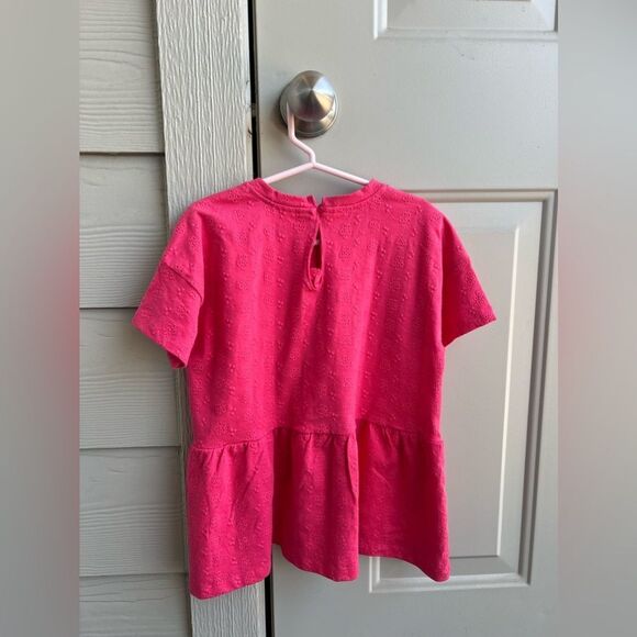 Cute Pink Peplum-Style Top, blouse, 100% cotton - Picture 4 of 5